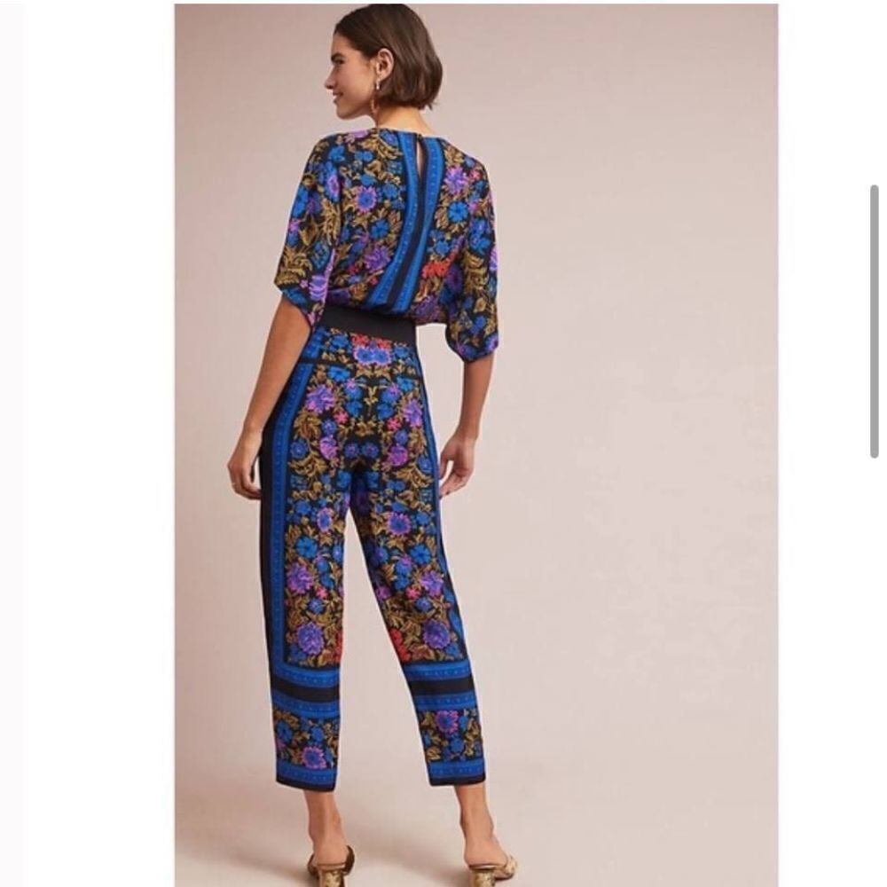 Anthropologie - Floral Jumpsuit by Ett Twa Size 2
Short Sleeve Black and Blue - Picture 3 of 9